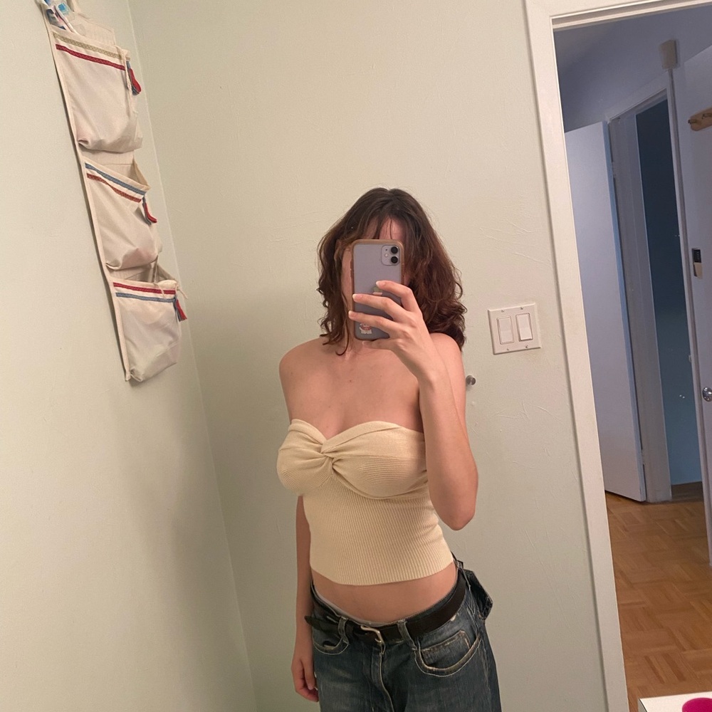 Cream Strapless Crop top